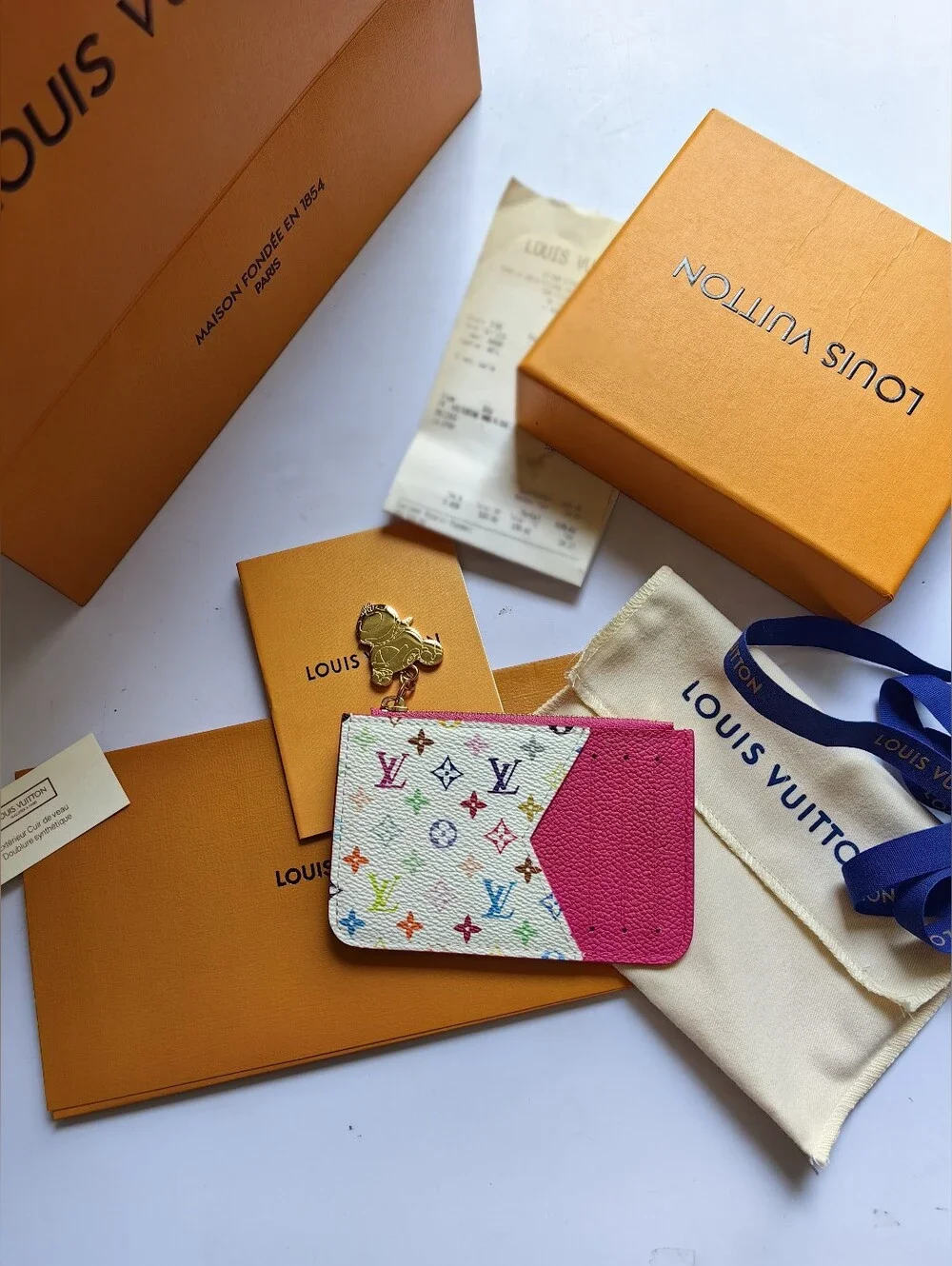 Louis Vuitton Multicolor Monogram Canvas & Pink Card Holder